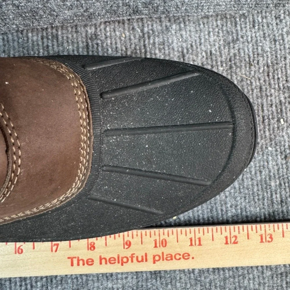 LL Bean Storm Chaser Slip On Boots Brown Leather Waterproof Duck Shoes Mens 11